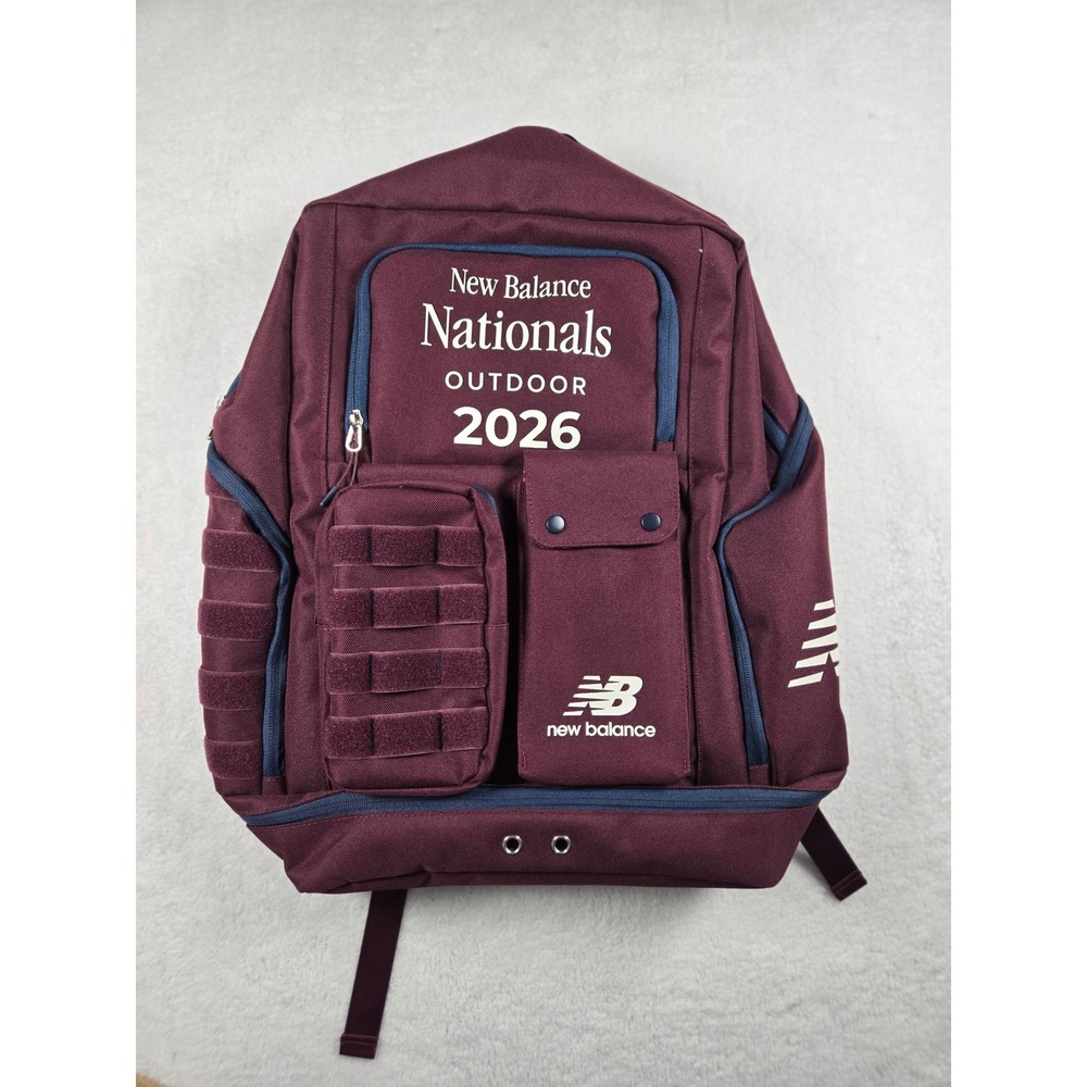 New Balance Nationals Outdoor 2026 Athlete Backpack Burgundy Navy Blue Bag New